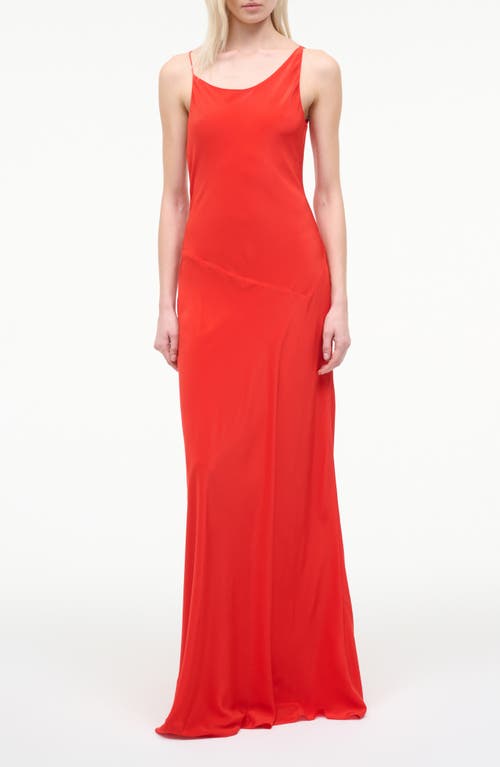 STAUD Toluca Asymmetric Neck Silk Gown in Red Rose at Nordstrom, Size 00