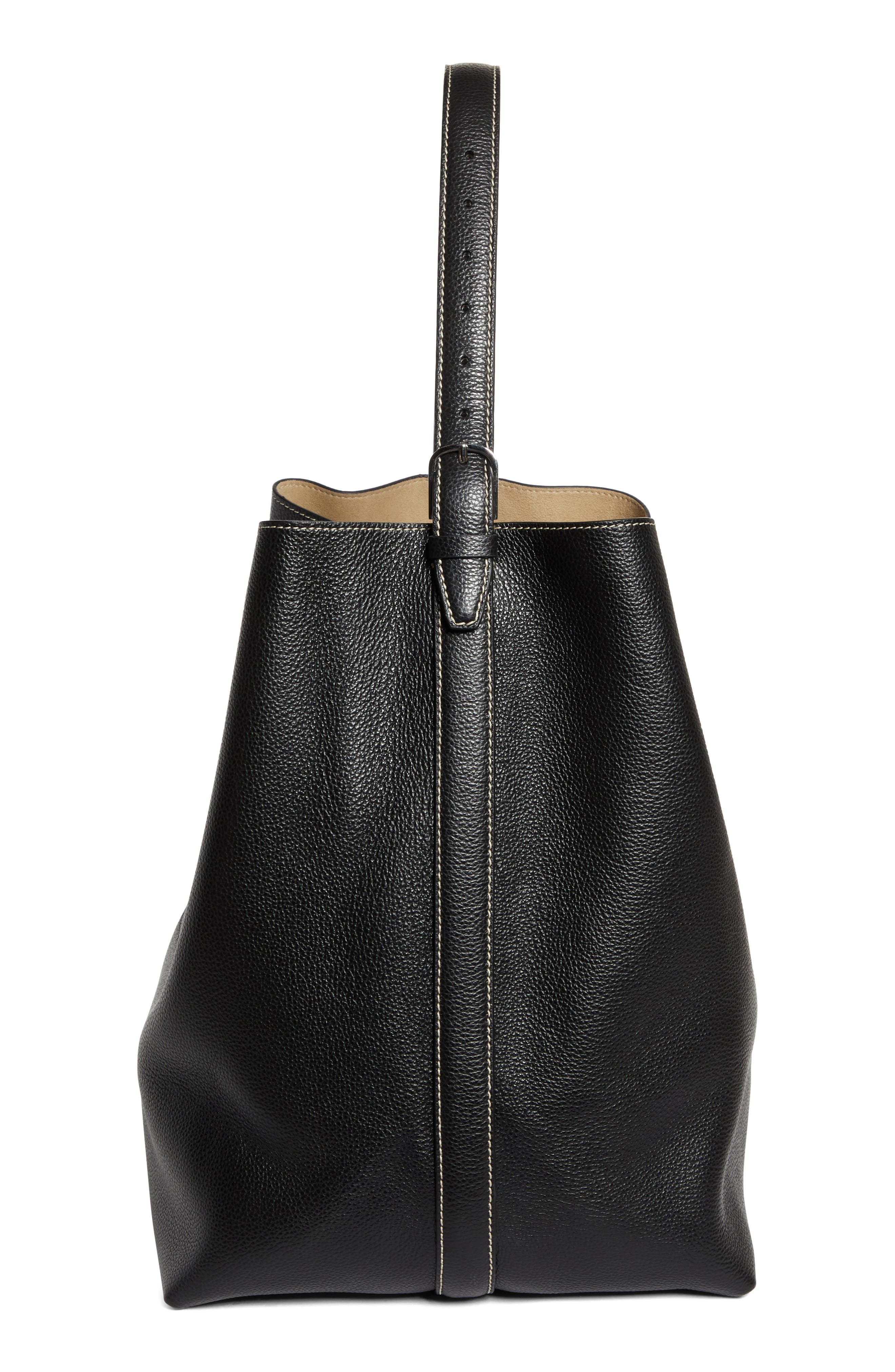 TOTEME Leather Tote, Alternate, color, Black