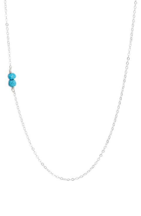 Semiprecious Stone Station Chain Necklace