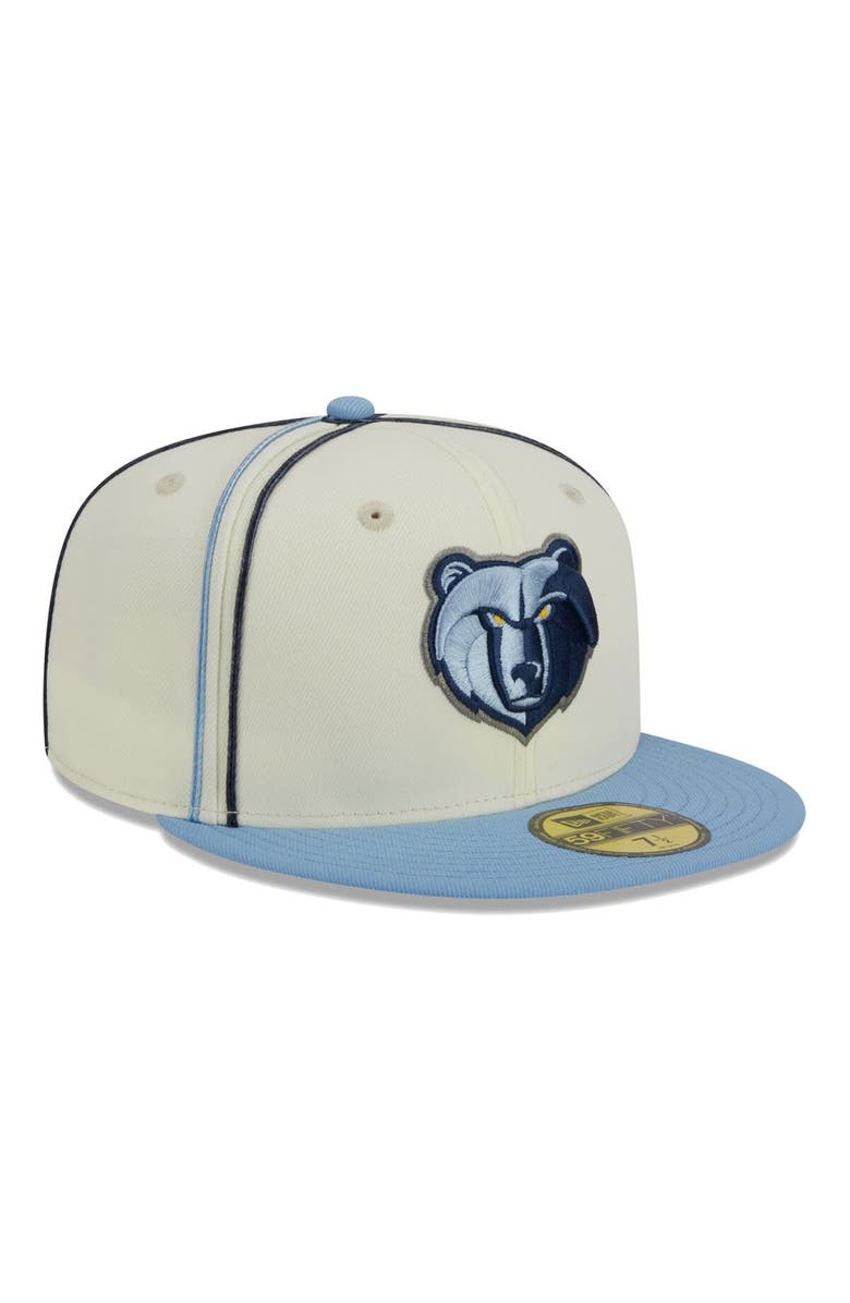 New Era Men's New Era Cream/Light Blue Memphis Grizzlies Piping 2-Tone 59FIFTY Fitted Hat, Alternate, color,
