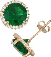 FZN 10K Gold Mixed Stone Round Stud Earrings