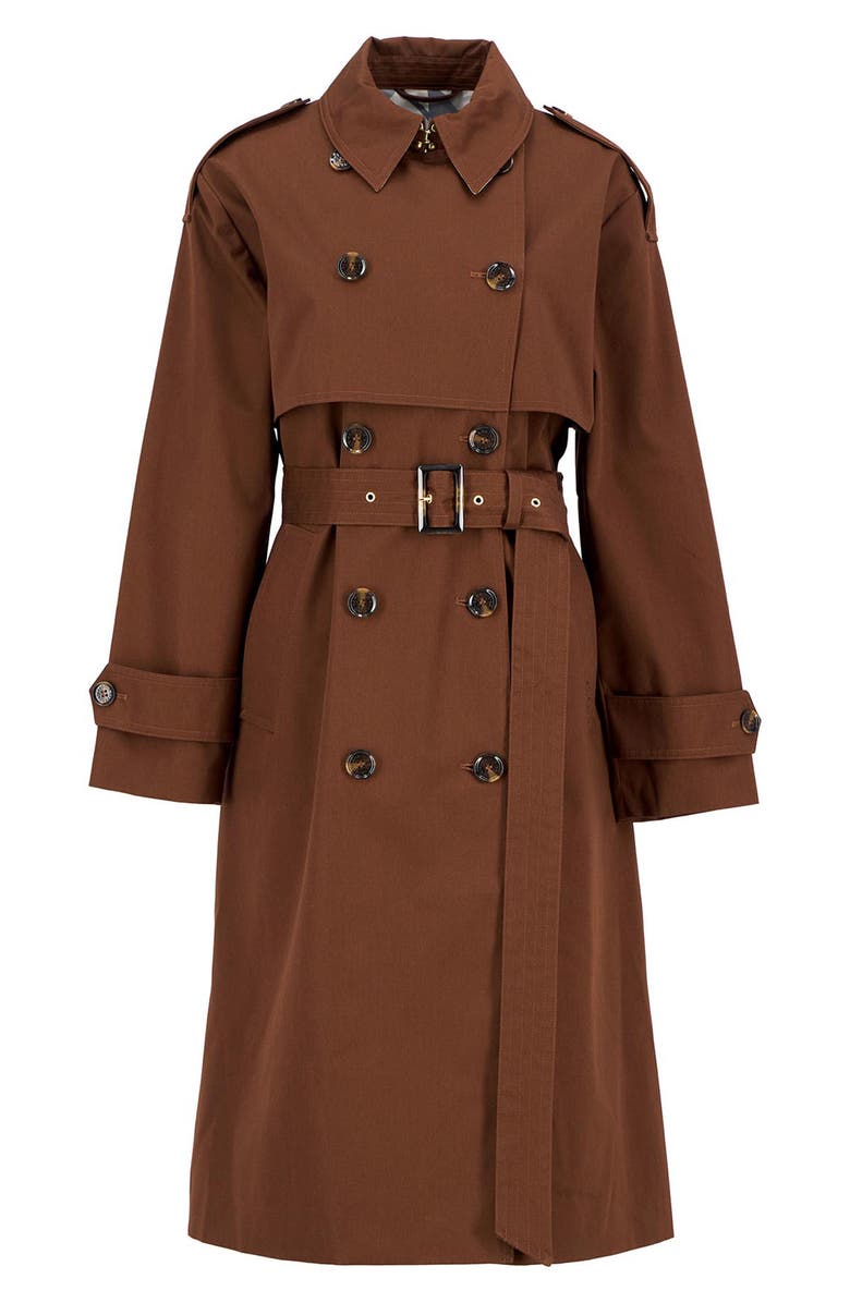 Barbour Aoife Belted Water Resistant Trench Coat, Alternate, color, Vicuna/ Hessian Tartan