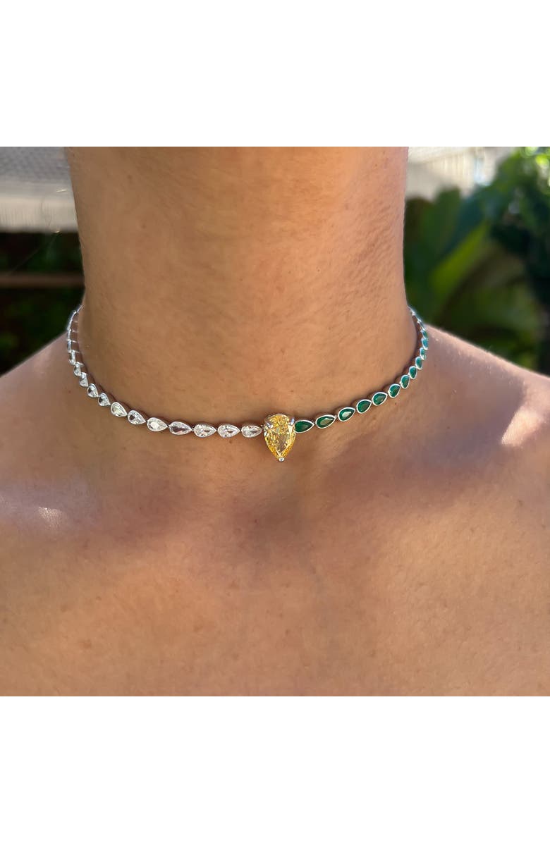 Gemma Azzurro pear two tone tennis choker, Alternate, color, Yellow/Green