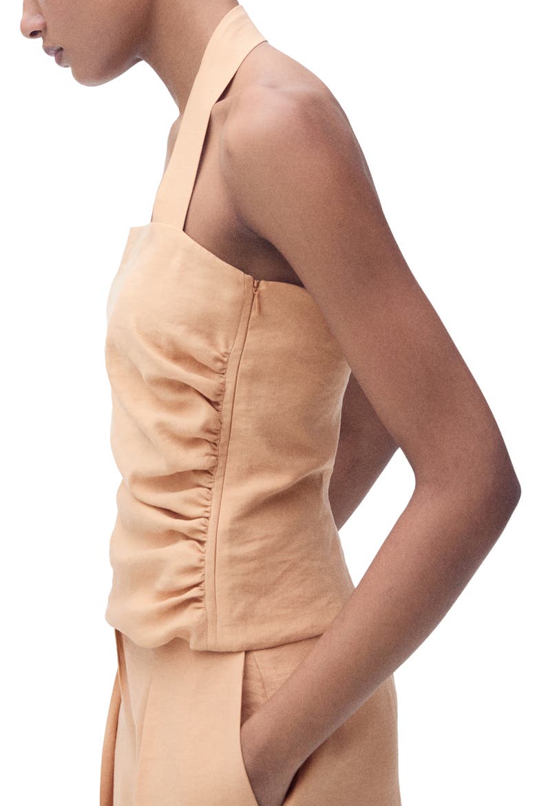 Gathered Halter Top, Alternate, color, BEIGE
