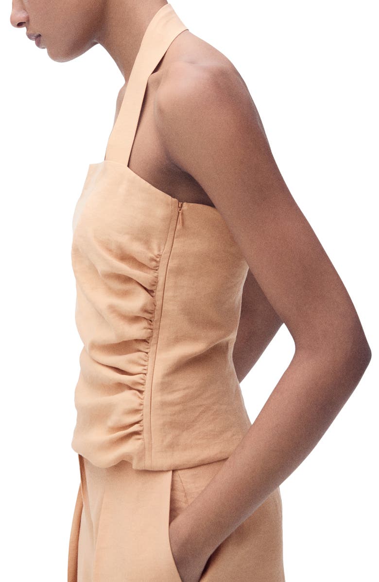 MANGO Gathered Halter Top, Alternate, color, Beige