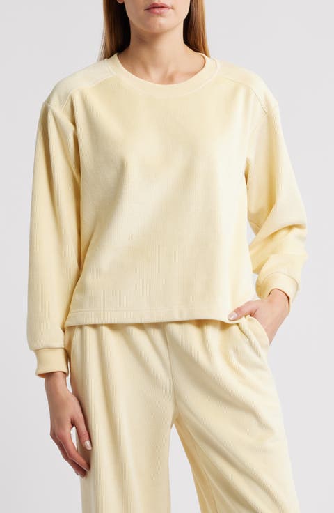 Ribbed Velour High-Low Sweatshirt