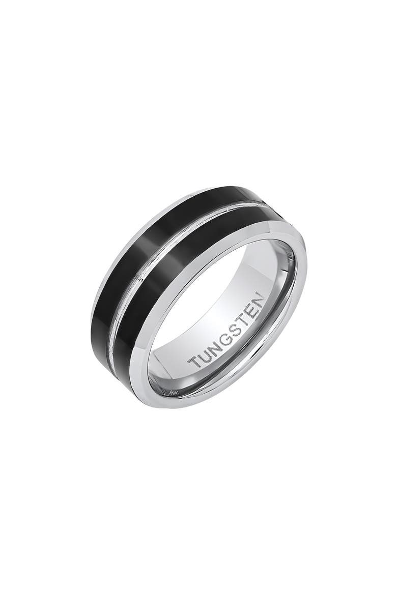 Men's Two-Tone Ring, Main, color, SILVER/ BLACK