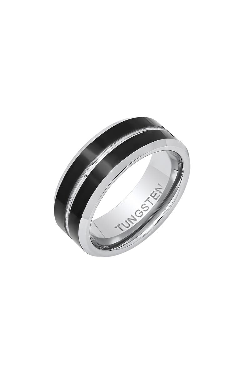 HMY JEWELRY Men's Two-Tone Ring, Main, color, Silver/ Black