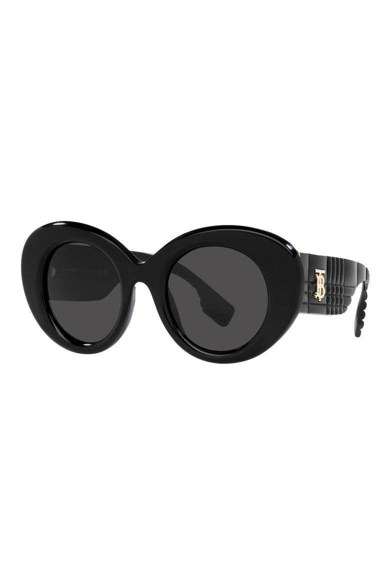 49mm Round Sunglasses, Alternate, color, BLACK