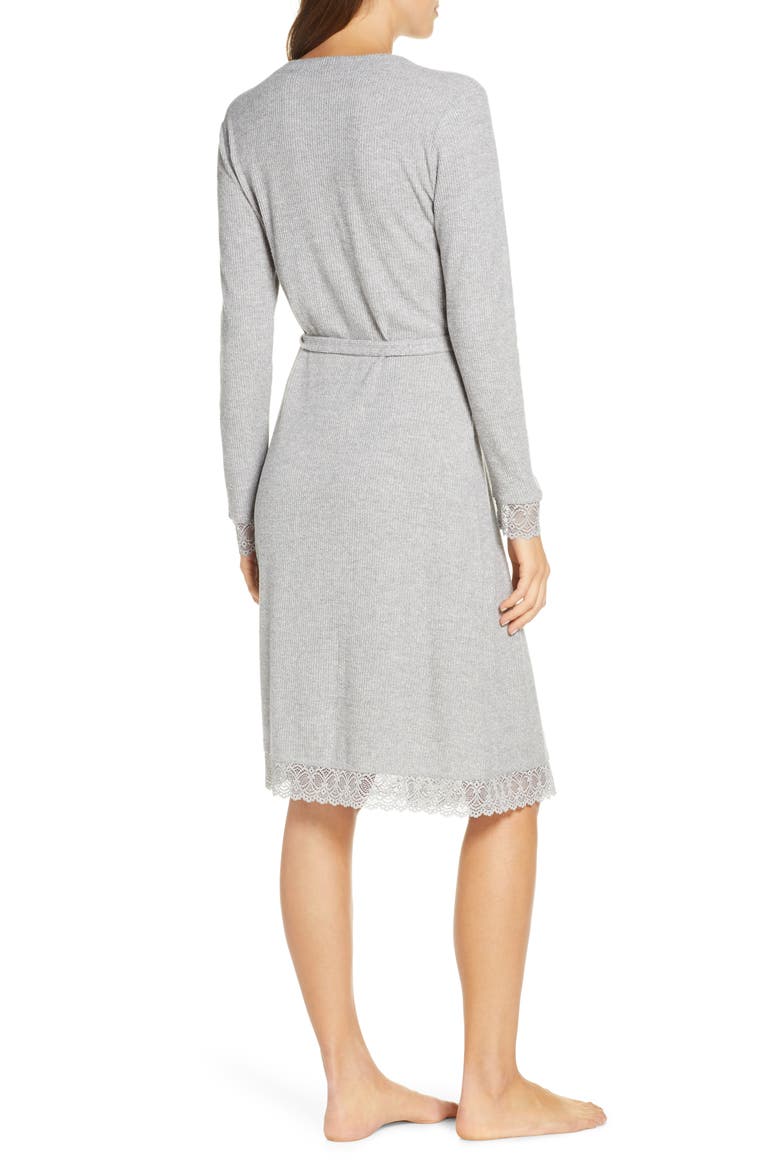 Lace Trim Robe, Alternate, color, GREY MEDIUM HEATHER