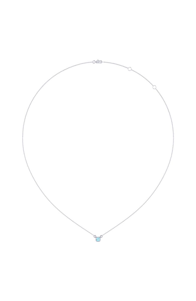 LuvMyJewelry Cushion Cut Aquamarine & Diamond 14K Gold Birthstone Necklace, Alternate, color, 