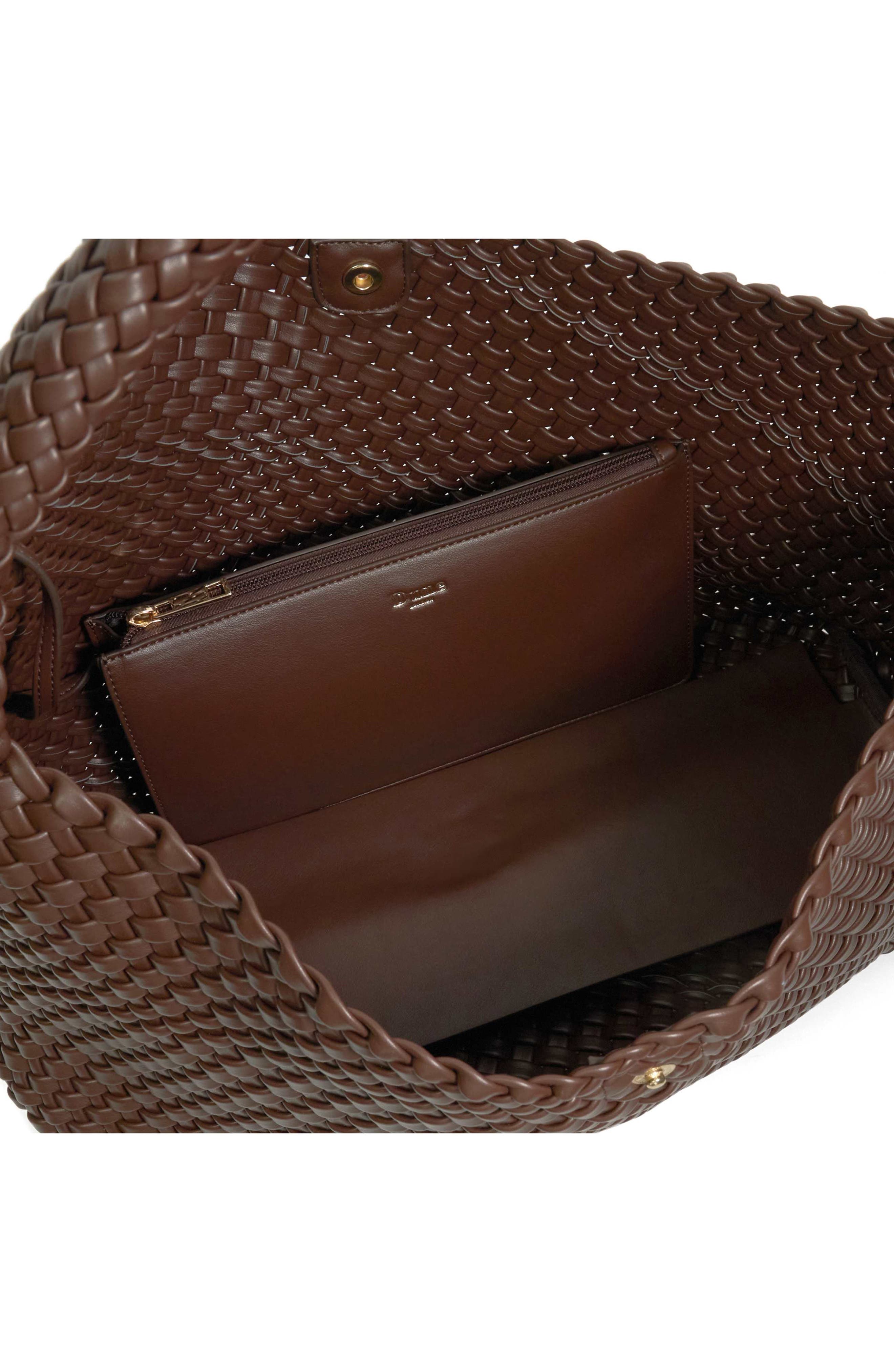 Deliberate L Woven Shoulder Bag, Alternate, color, DARK BROWN