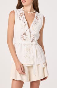 ASTR the Label Greta Embroidered Cotton & Linen Vest