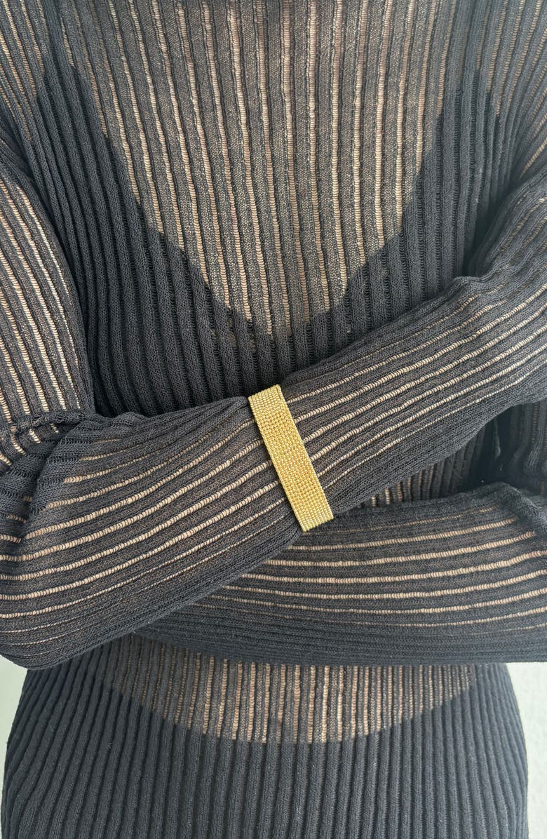 Adornia 18K Gold Plated Beaded Chain Cuff Bracelet, Alternate, color, Gold