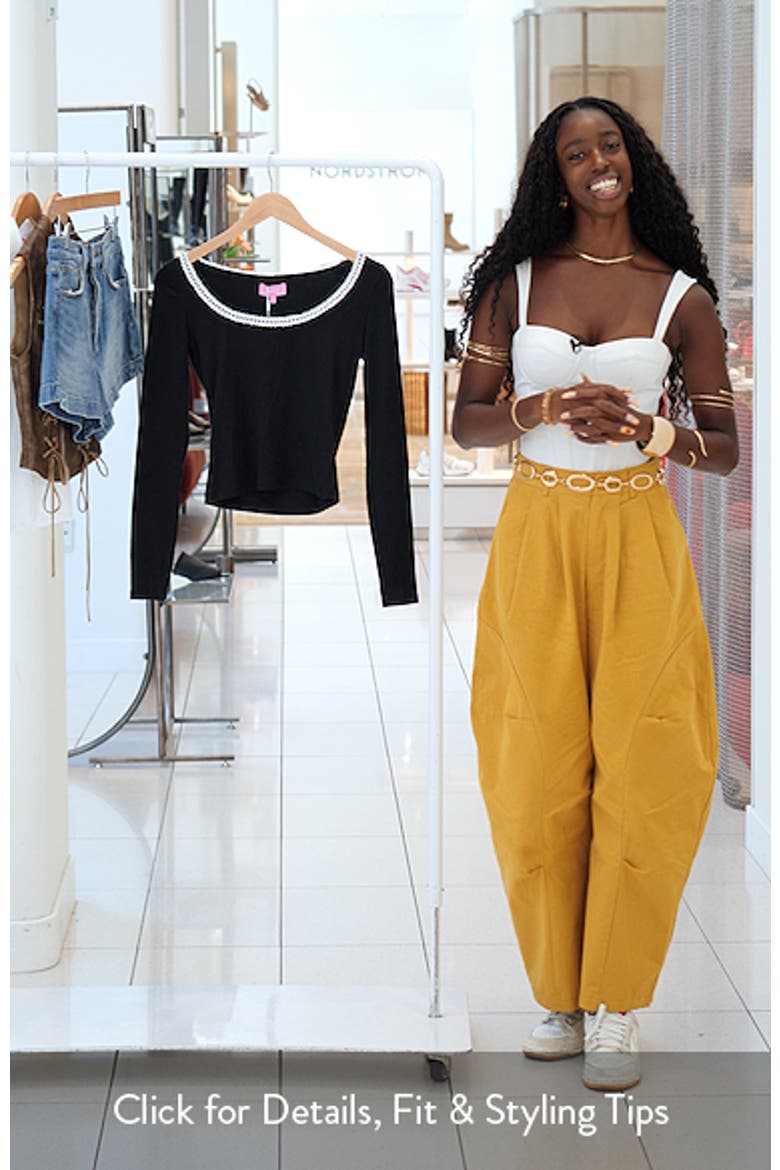 Contrast Lace Trim Long Sleeve Top video