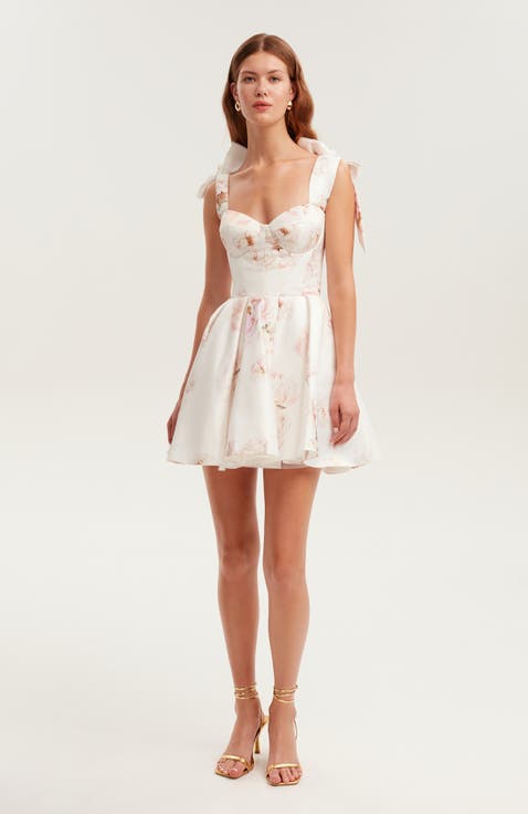 Fitted Bodice A-Line Floral Mini Dress for Cocktail Events