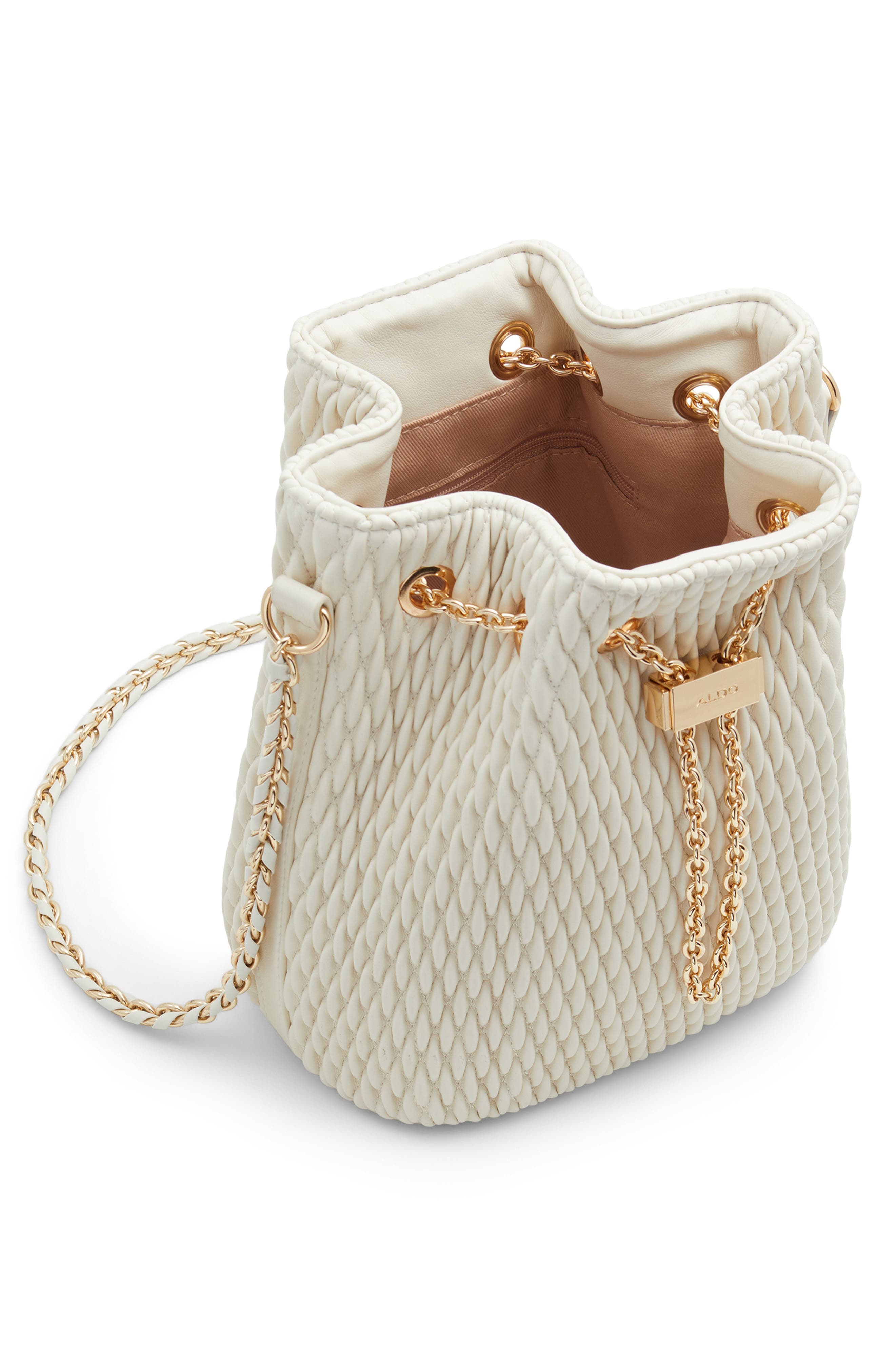 ALDO Natalya Quilted Faux Leather Bucket Bag, Alternate, color, 