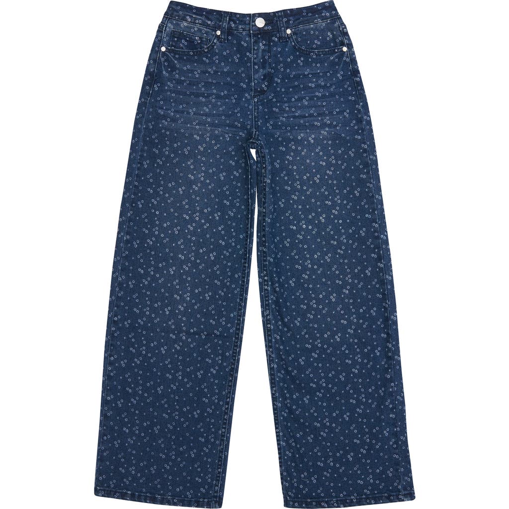 Joe's Kids' Mia Print Wide Leg Jeans In Dark Wash