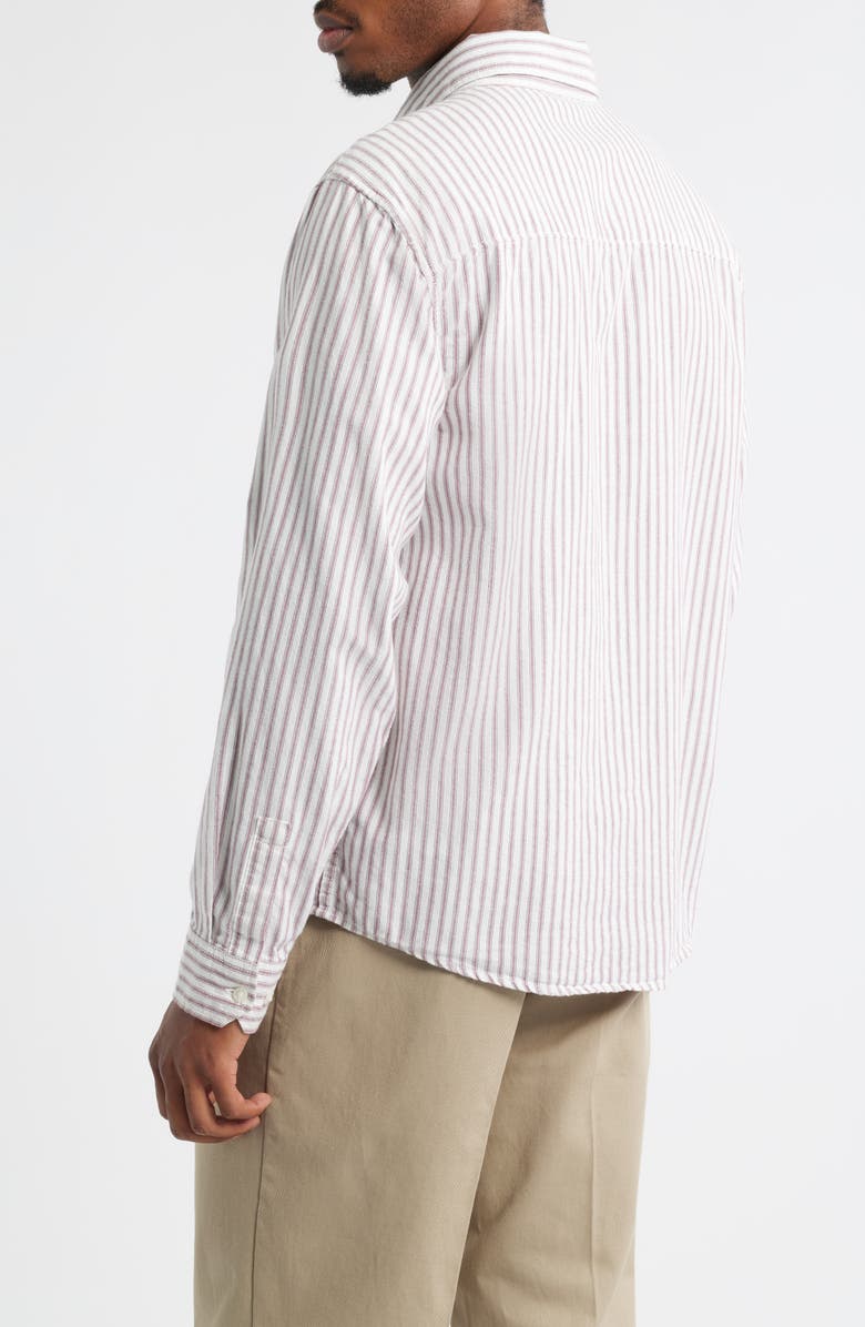 Dickies Gallatin Ticking Stripe Cotton Button-Down Shirt, Alternate, color, Egret