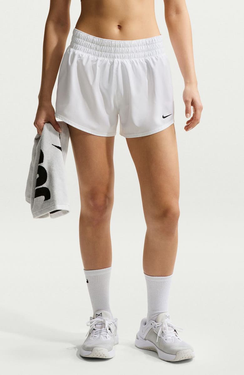 Nike Dri-FIT Mid-Rise 3-Inch Brief-Lined Shorts, Main, color, White/ Black