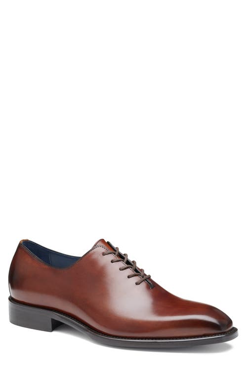 Johnston & Murphy Collection Larson Plain Toe Oxford In Mahogany Italian Calfskin