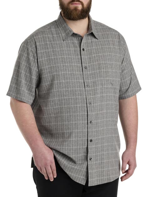 Big & Tall Large Plaid Microfiber Sport Shirt