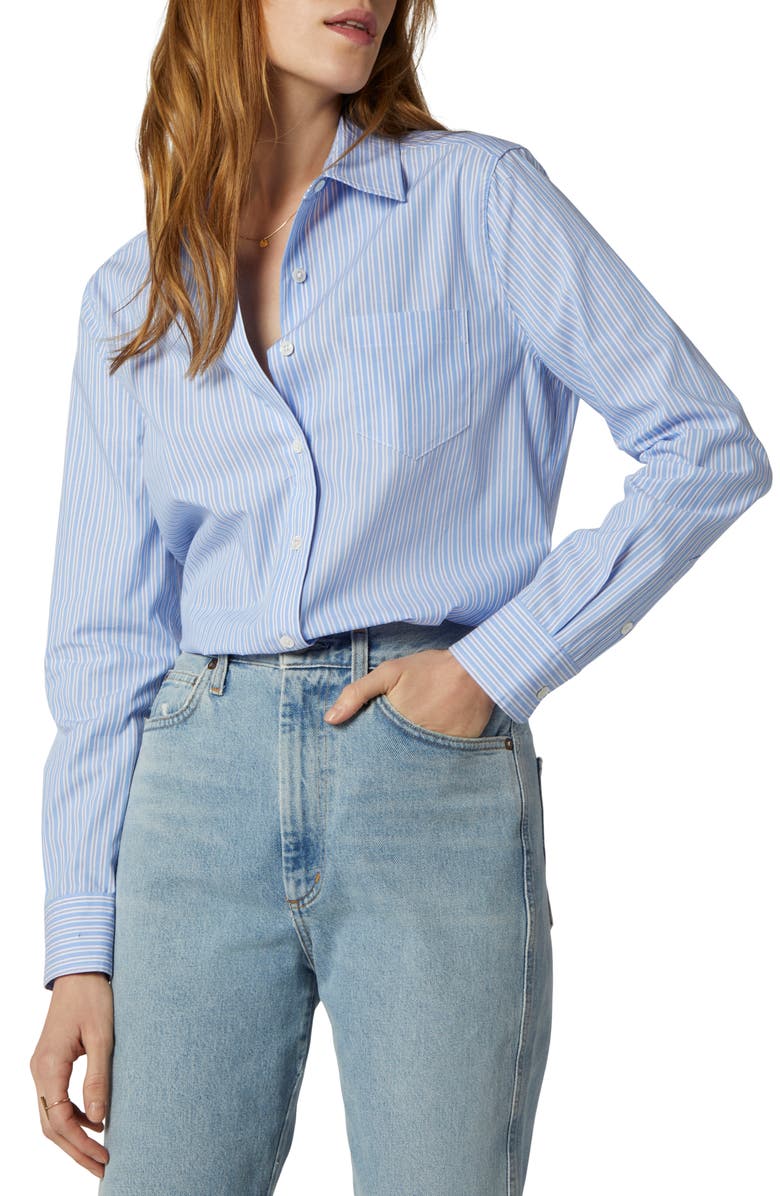 Equipment Brett Stripe Long Sleeve Cotton Blouse, Main, color, 