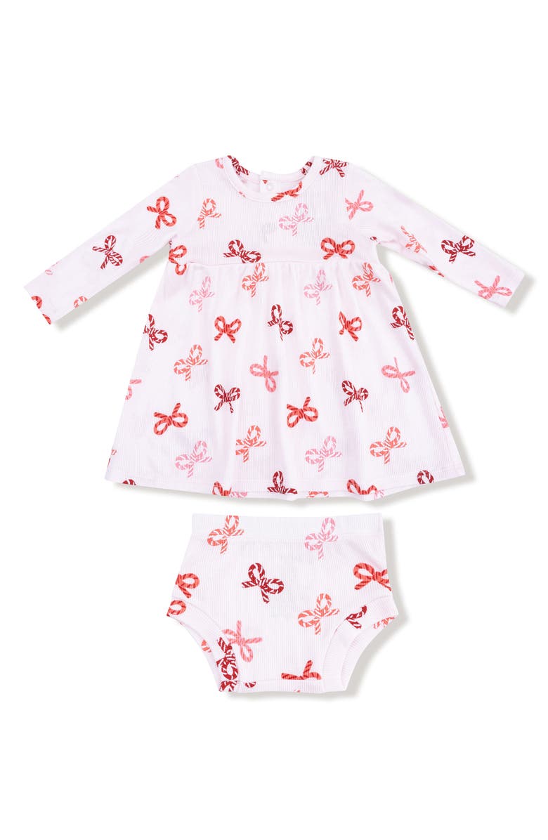 Angel Dear Candy Cane Print Dress & Bloomers Set, Main, color, Light Pink