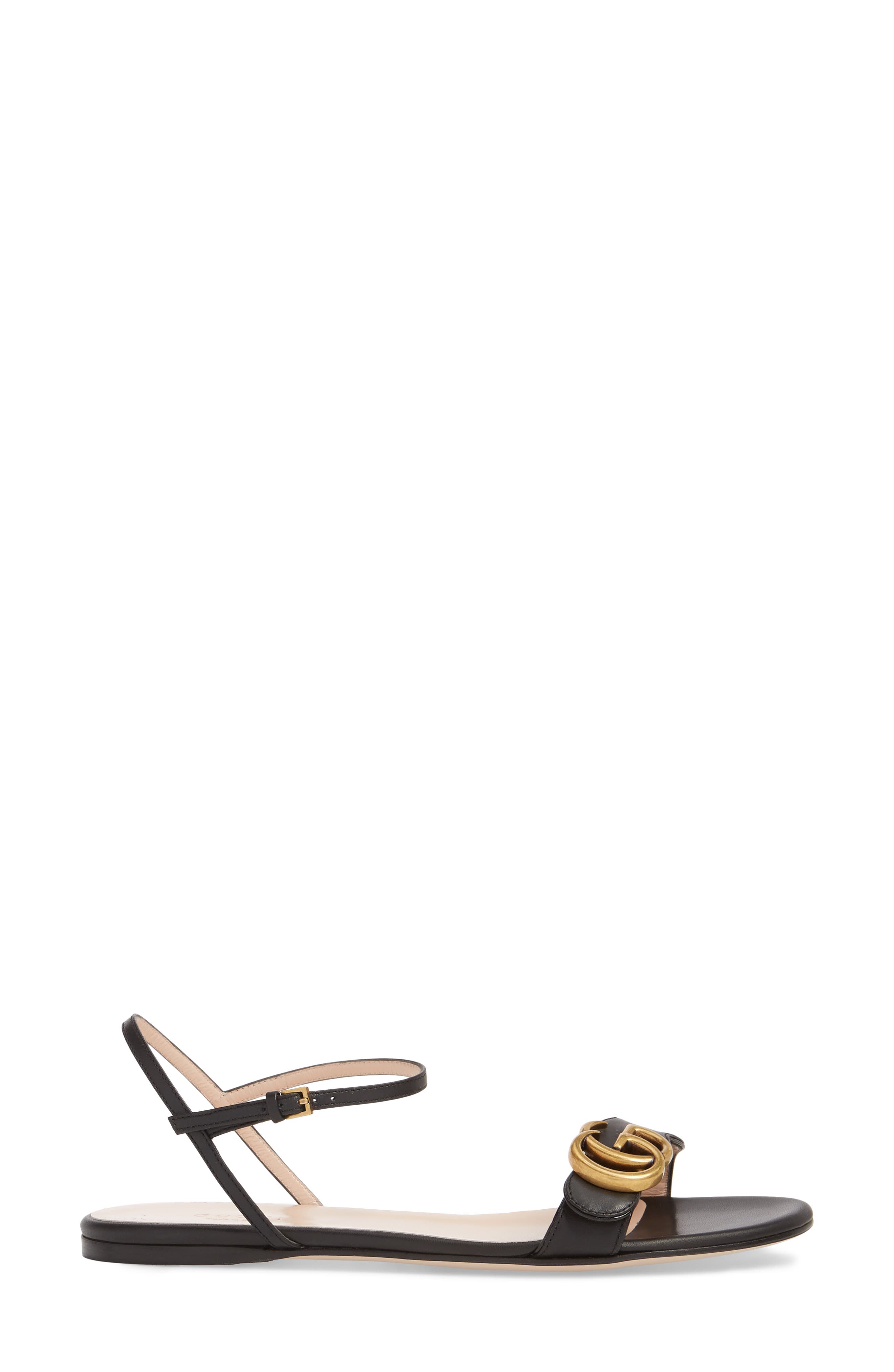 Quarter Strap Flat Sandal, Alternate, color, BLACK