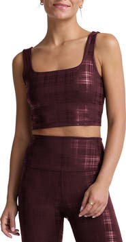 Beyond Yoga Beyond the Studio Plaid Metallic Crop Tank