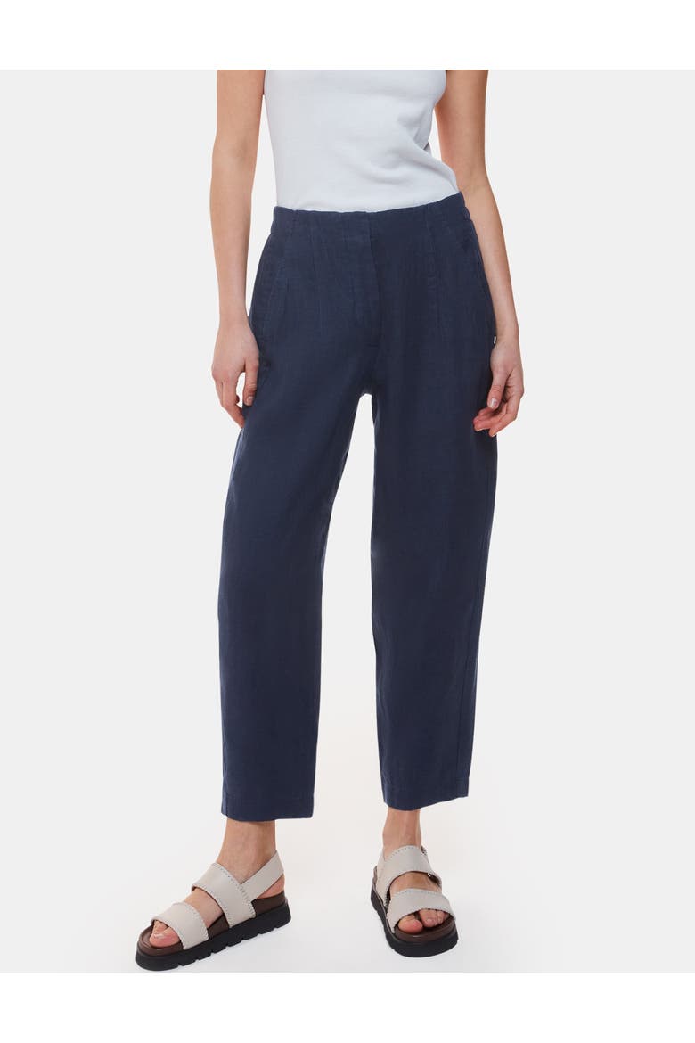 Linen Barrel Leg Trouser, Main, color, Navy