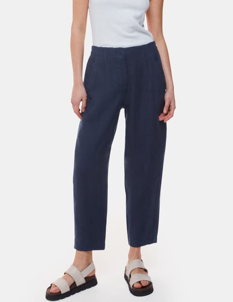 Linen Barrel Leg Trouser