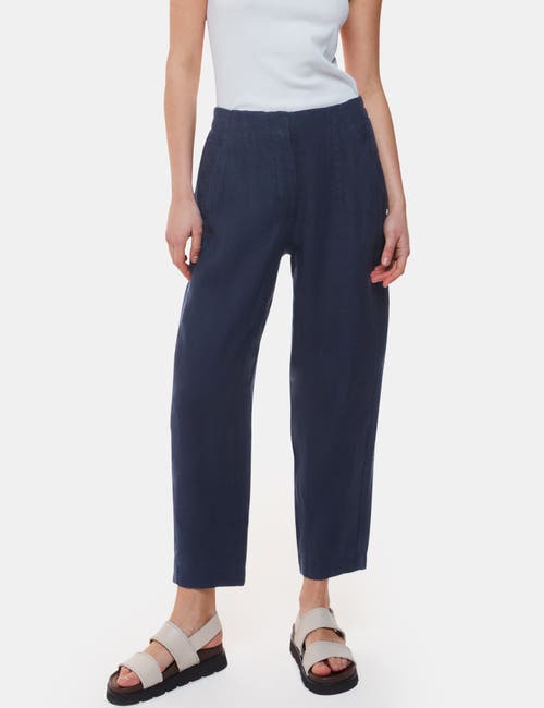 Whistles Linen Barrel Leg Trouser In Blue