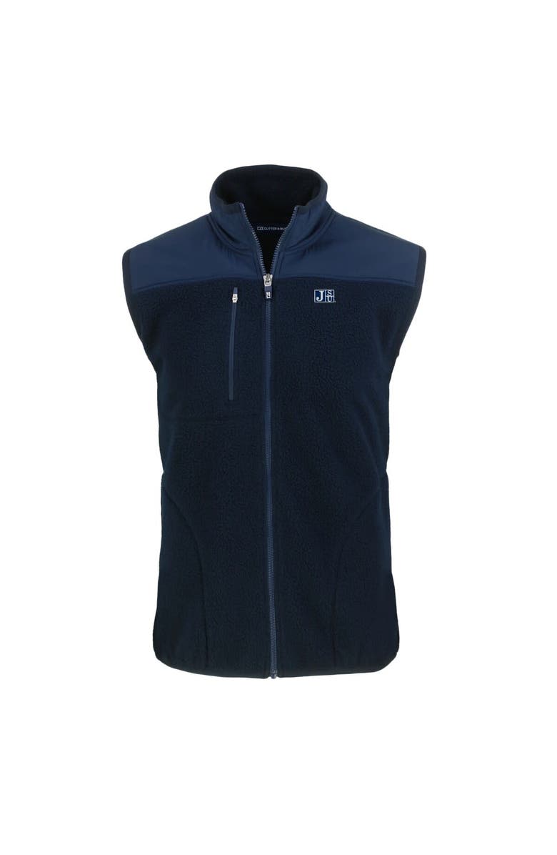 Cutter & Buck Men's Cutter & Buck Navy Jackson State Tigers Big & Tall Cascade Eco Sherpa Fleece Full-Zip Vest, Alternate, color,