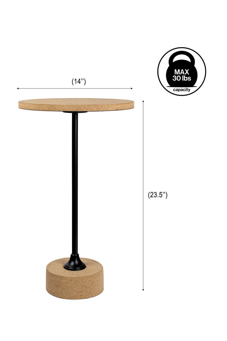 Calix Minimalist Round Pedestal End Table, Resin Iron Accent Drink Table for Living Room or Bedroom, Alternate, color, Light Brown