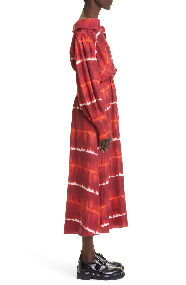 Altuzarra Lyddy Tie Dye Stripe Long Sleeve Linen Blend Dress, Alternate, color,
