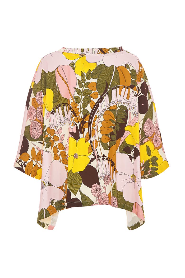 Meditation Poncho Big Flower Rose Pink, Alternate, color, Big Flower Rose Pink