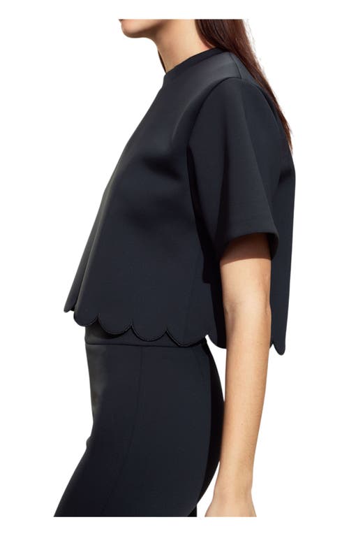 Cynthia Rowley Scallop Bonded Tee In Black