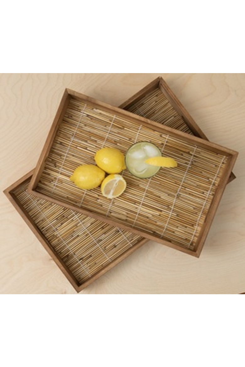 Rattan Trays Set of 2, Main, color, Brown