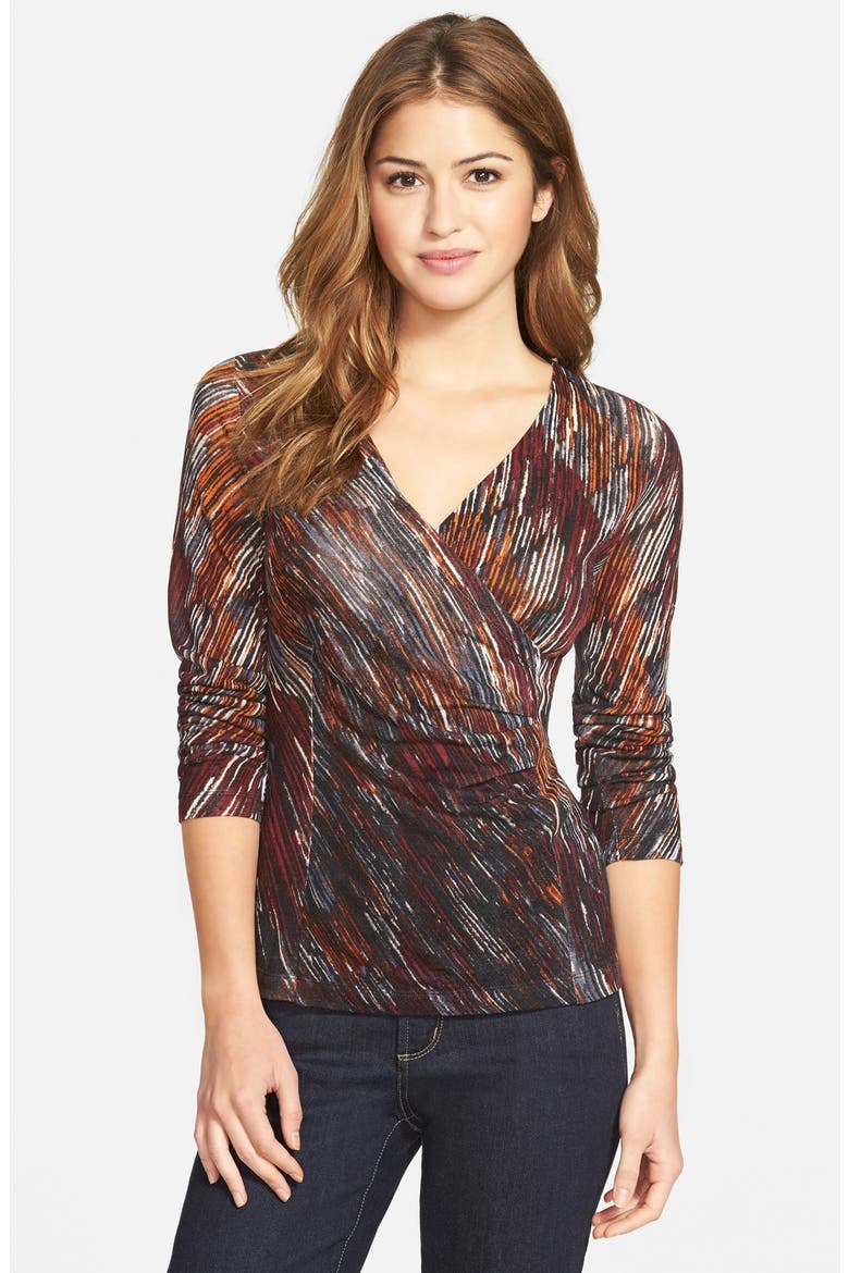 'Bliss' Surplice Silk Blend Knit Top (Nordstrom Exclusive), Main, color, MULTI