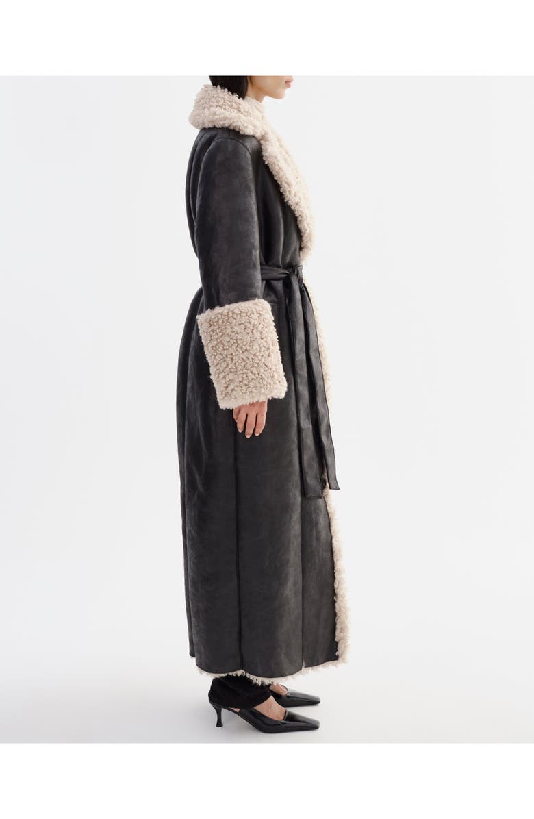 LAMARQUE Polly | Mixed Media Maxi Coat, Alternate, color, Black/Beige