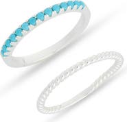 ARGENTO VIVO Set of 2 Semiprecious Stone Stackable Rings