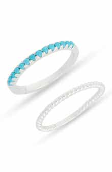 ARGENTO VIVO Set of 2 Semiprecious Stone Stackable Rings