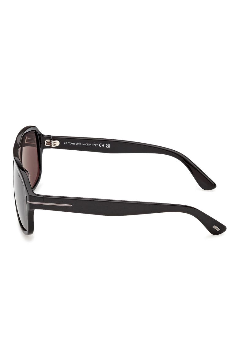 William 0-2 63mm Oversize Navigator Sunglasses, Alternate, color, SHINY BLACK NOIR / SMOKE