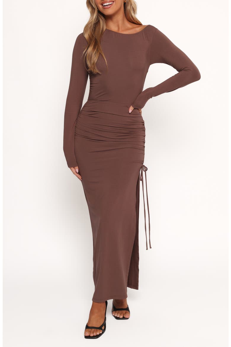 Indigo Long Sleeve Body-Con Dress, Main, color, BROWN