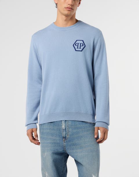Cashmere Roundneck Pullover Jacquard Hexagon Men