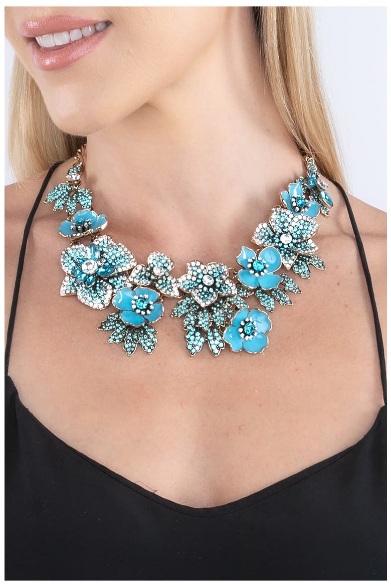 Crystal Statement Necklace, Alternate, color, GOLD AND BLUE