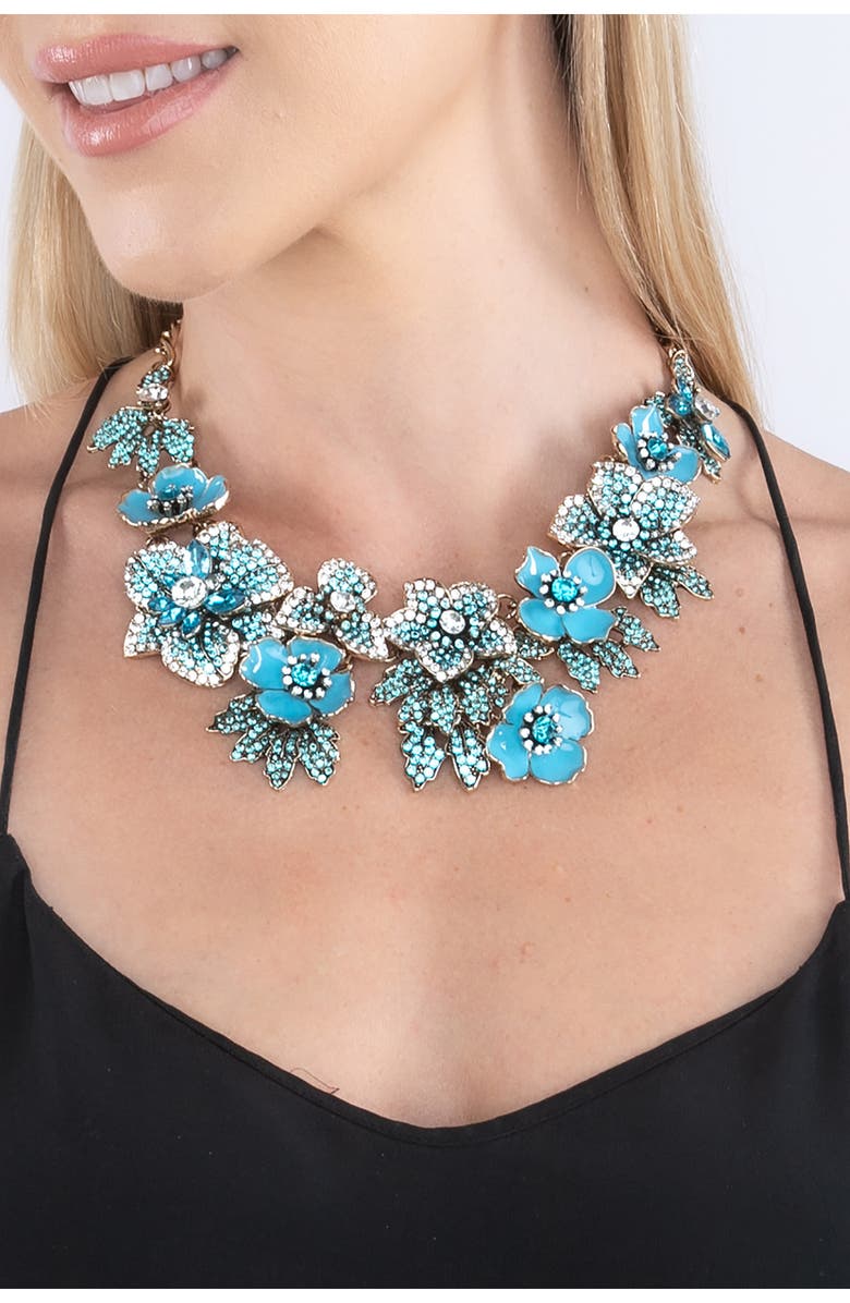 EYE CANDY LOS ANGELES Crystal Statement Necklace, Alternate, color, Gold And Blue