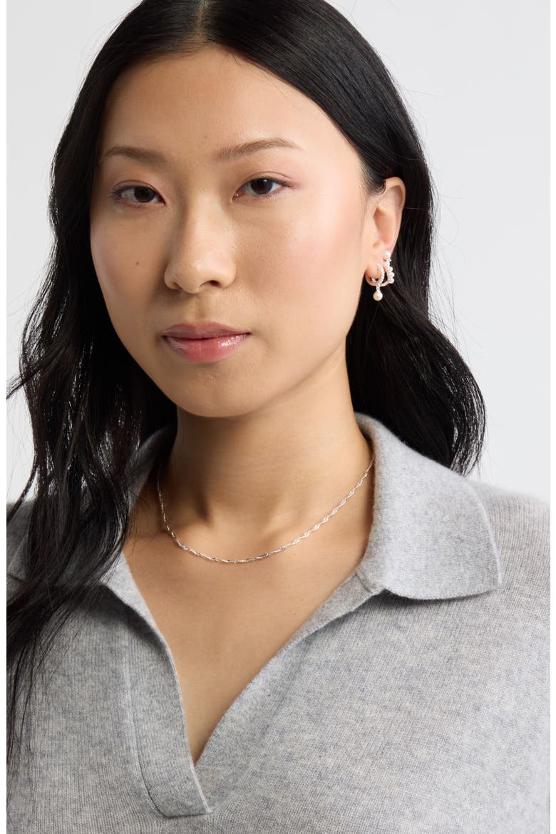Set of 3 Imitation Pearl & Cubic Zirconia Earrings, Alternate, color, WHITE- STERLING SILVER PLATED