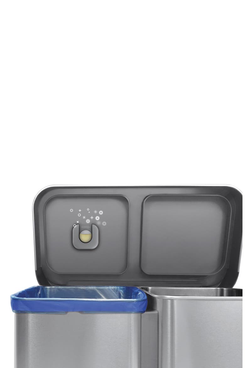 58L recycler rectangular step can, Alternate, color, BRUSHED STAINLESS STEEL